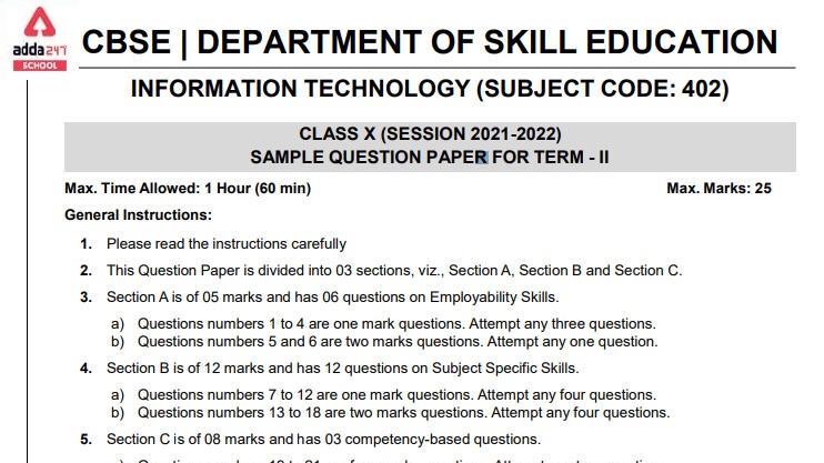 CBSE Class 10 Information Technology (IT) Term 2 Sample Paper with Solutions 2021-22_30.1