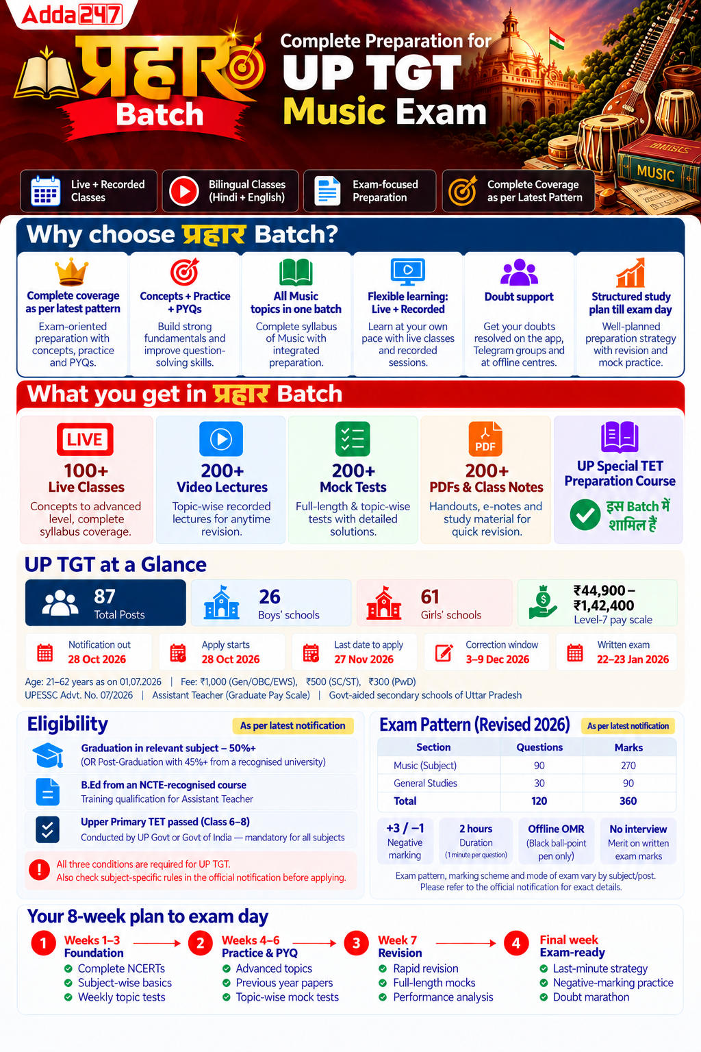 प्रहार | UP TGT 2026 | Music Complete Batch With Test Series| Online Live + Recorded Classes by Adda247