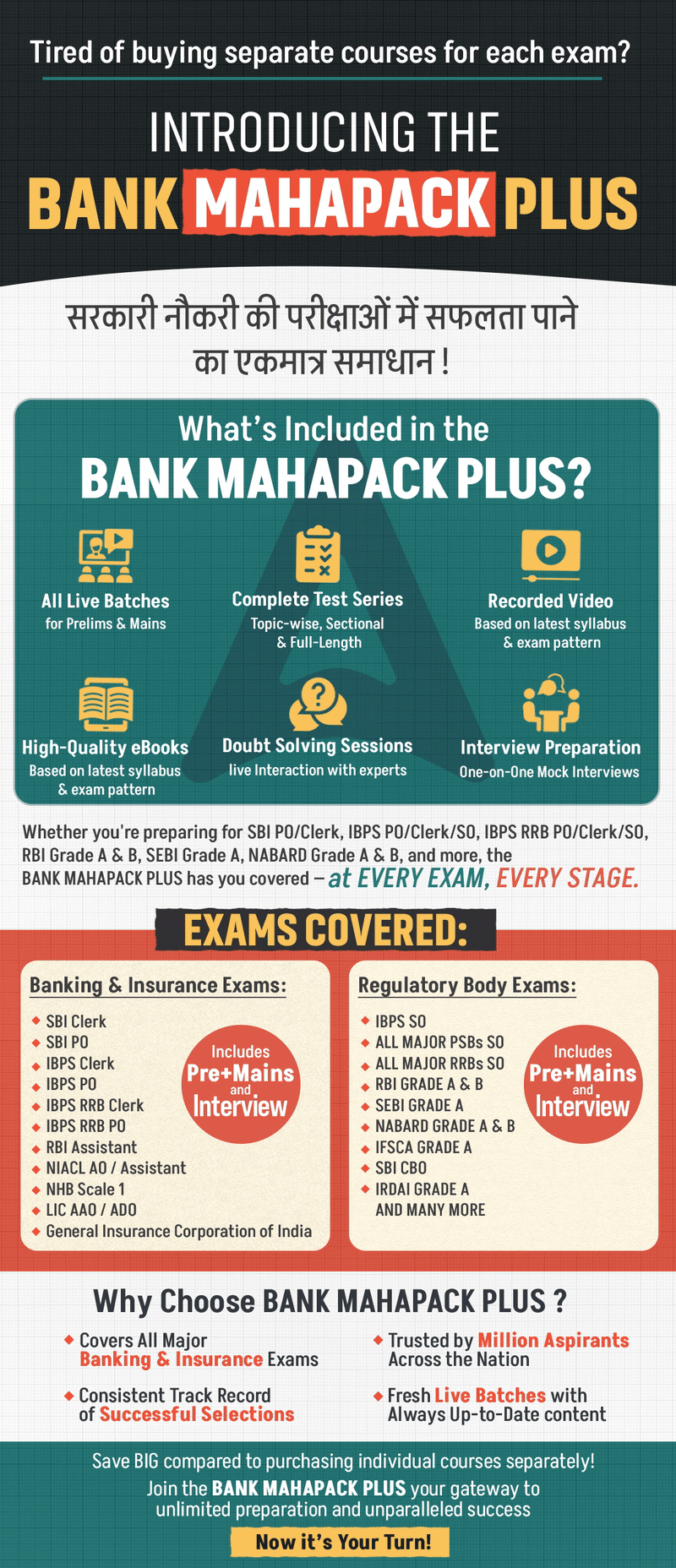 Bank Mahapack Plus For IBPS, SBI, RBI Grade B, SEBI Grade A, NABARD Grade A and Other Grade A & Grade B Bank Exams