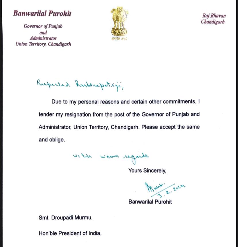 Punjab Governor Banwarilal Purohit Resigns_4.1