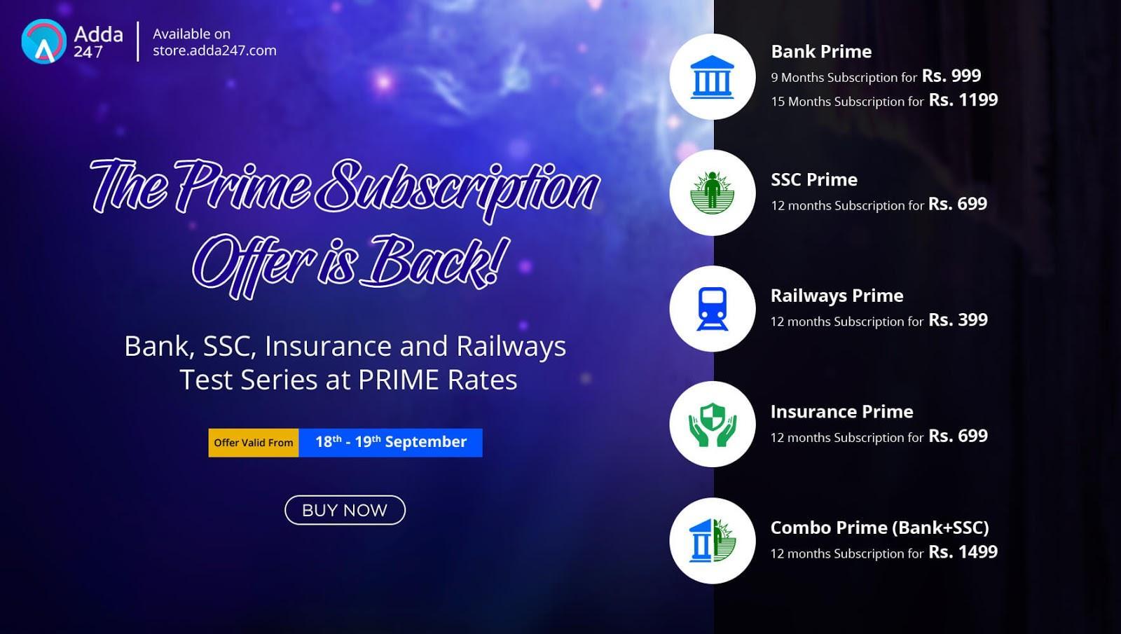 The PRIME Offers are Back | Get Bank, SSC, Railways & Insurance PRIME Test Series Subscription | Latest Hindi Banking jobs_3.1
