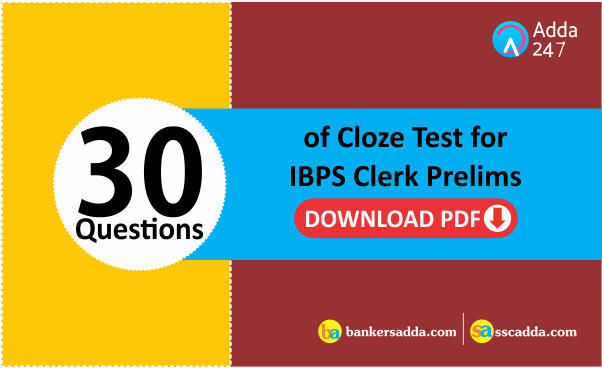30 Questions of Cloze Test for IBPS Clerk Prelims | Download PDF | In Hindi | Latest Hindi Banking jobs_3.1