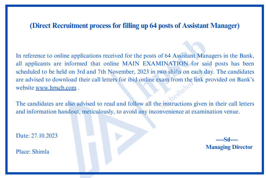 HPSCB Recruitment 2023, Exam Date, Admit Card Out, HPSCB असिस्टेंट मेनेजर एडमिट कार्ड और एग्जाम डेट जारी | Latest Hindi Banking jobs_3.1
