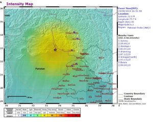 पाकिस्तान और भारत (जम्मू और कश्मीर) सीमा क्षेत्र में भूकंप के हमले |_3.1