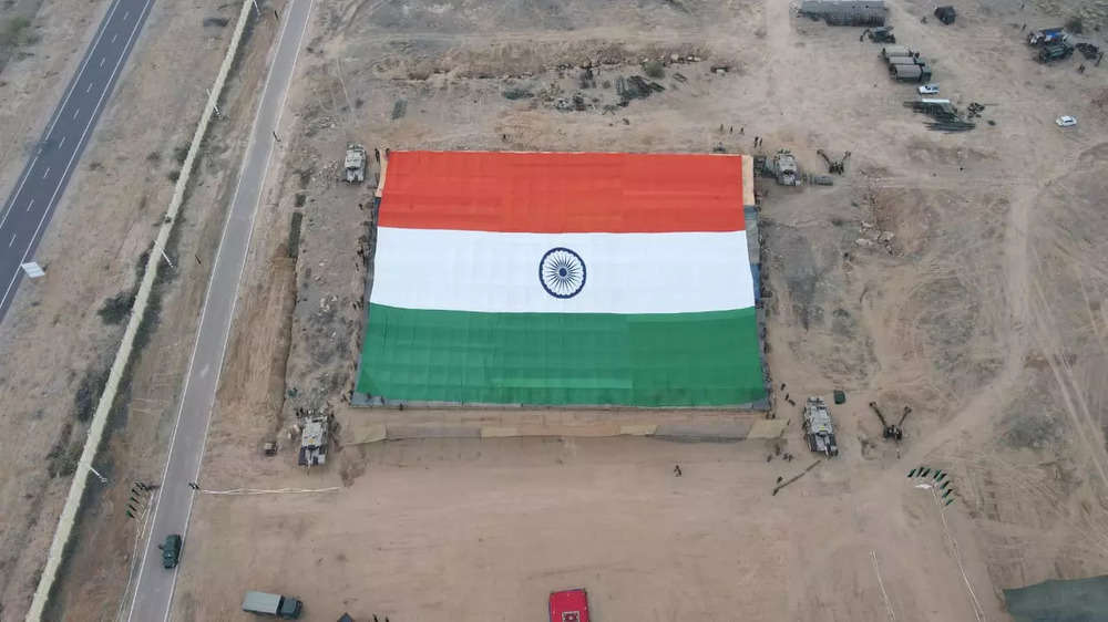 World’s largest Khadi National Flag displayed at Longewala