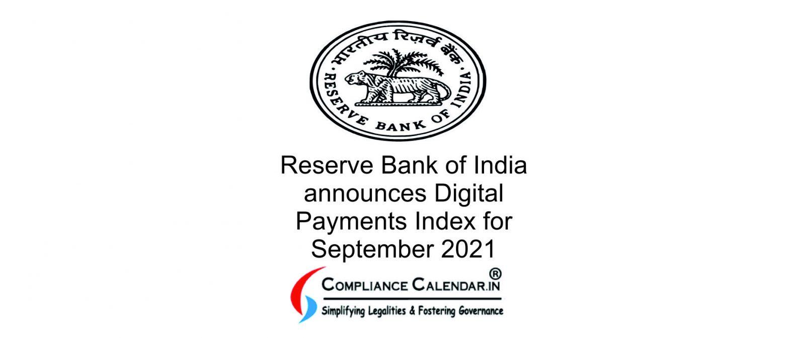 RBI announces Digital Payments Index for September 2021