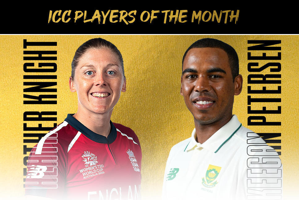 Keegan Petersen, Heather Knight ICC players of the month for January