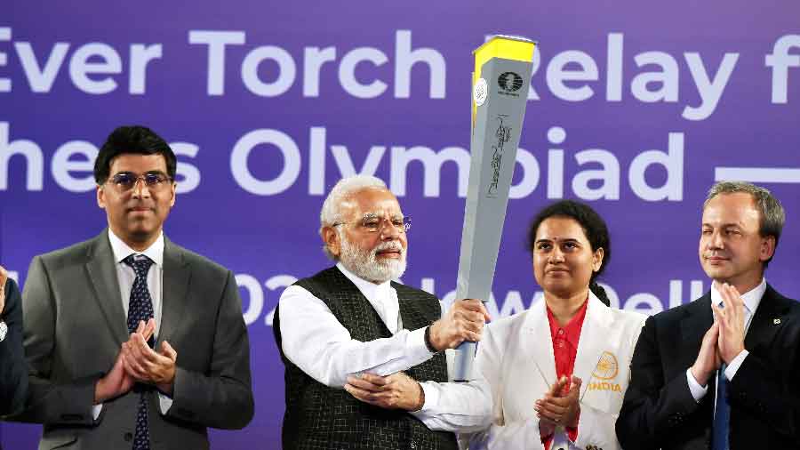 PM Modi launches torch relay for 44th Chess Olympiad