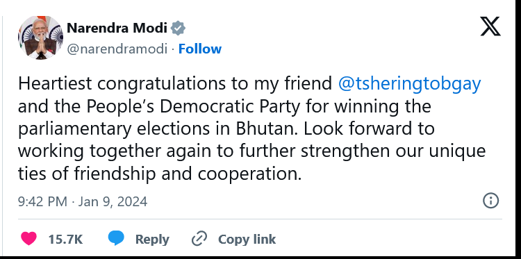 भूटान के प्रधान मंत्री के रूप में पुनः चयनित हुए शेरिंग टोबगे |_40.1