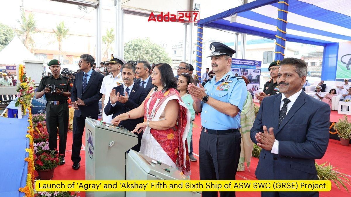 Launch of 'Agray' and 'Akshay' Fifth and Sixth Ship of ASW SWC (GRSE) Project_60.1