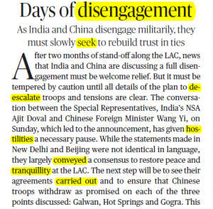 The Hindu Editorial Vocabulary- Days of disengagement| 8th July 2020 |_3.1