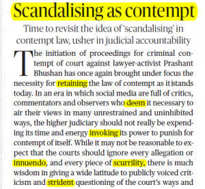 The Hindu Editorial Vocabulary- Scandalising as Contempt| 27 July_3.1
