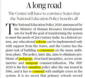 The Hindu Editorial Vocabulary- A long Road| 31 July_3.1