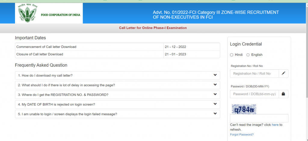 FCI Assistant Grade 3 Admit Card 2022 Out Non-Executive Admit Card Download Link_3.1