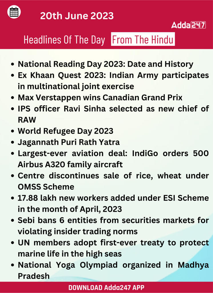 Daily Current Affairs and News Headlines of 20th June 2023_18.1
