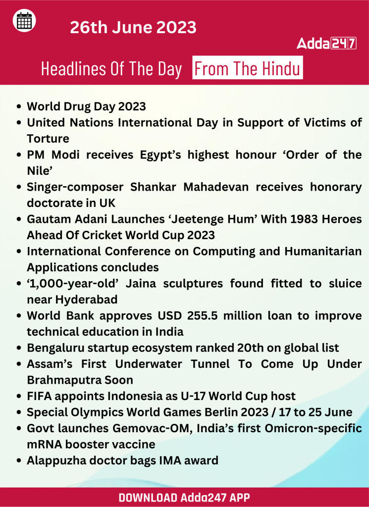 Daily Current Affairs and News Headlines of 26th June 2023_16.1