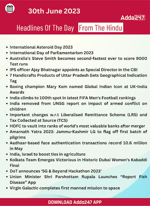 Daily Current Affairs and News Headlines of 30th June 2023_16.1