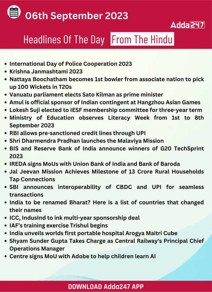 Daily Current Affairs 6 September 2023, Important News Headlines (Daily GK Update)_22.1