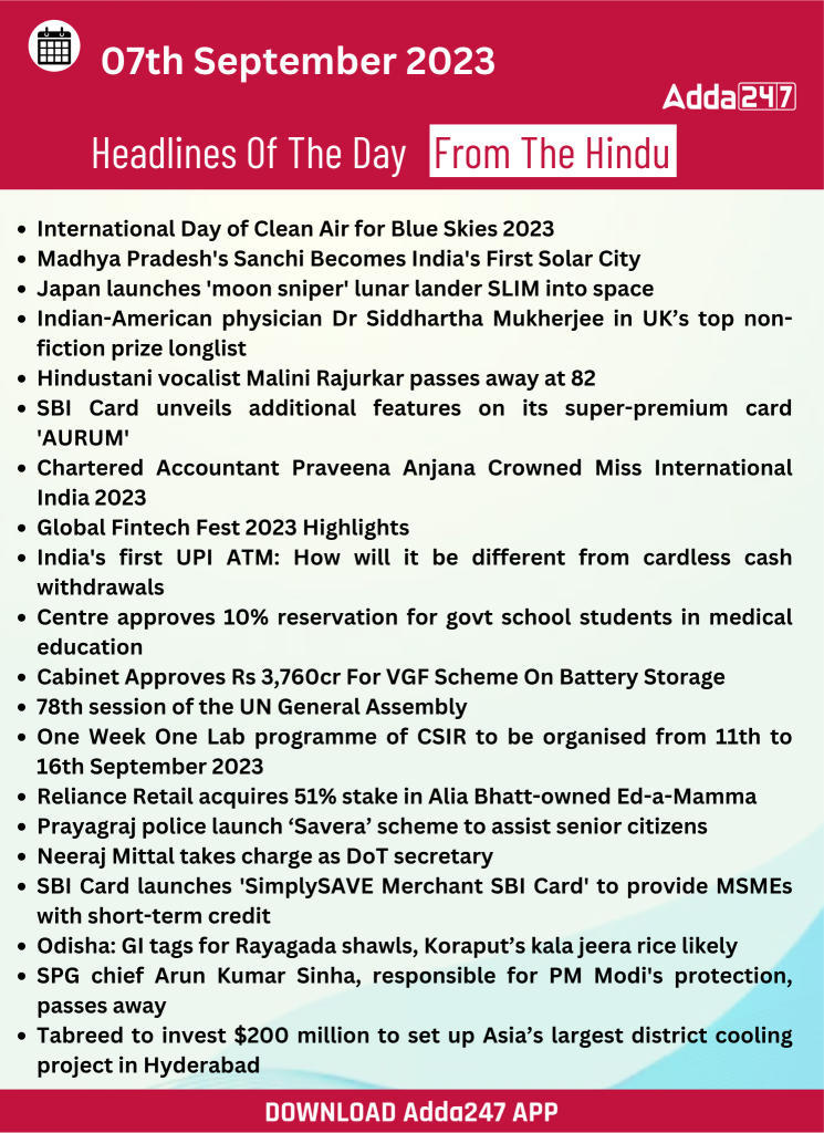 Daily Current Affairs 7 September 2023, Important News Headlines (Daily GK Update)_24.1