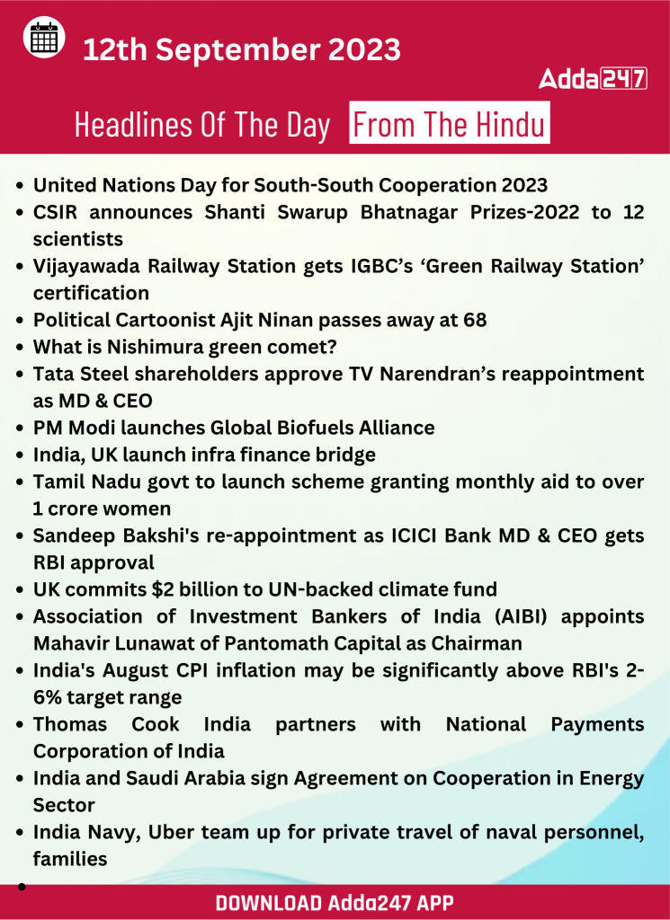 Daily Current Affairs 12 September 2023, Important News Headlines (Daily GK Update) |_20.1