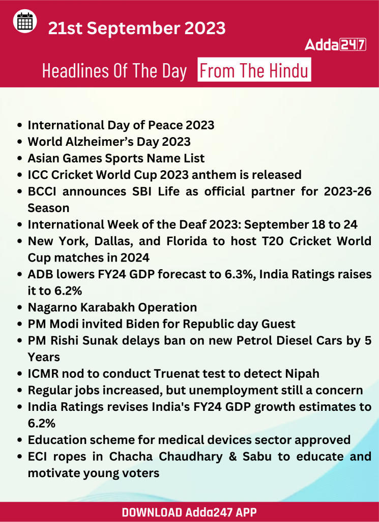 Daily Current Affairs 21 September 2023, Important News Headlines (Daily GK Update) |_23.1