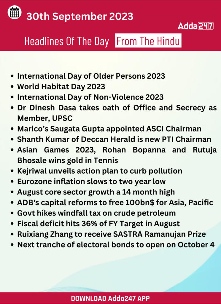 Daily Current Affairs 30 September 2023, Important News Headlines (Daily GK Update)_17.1