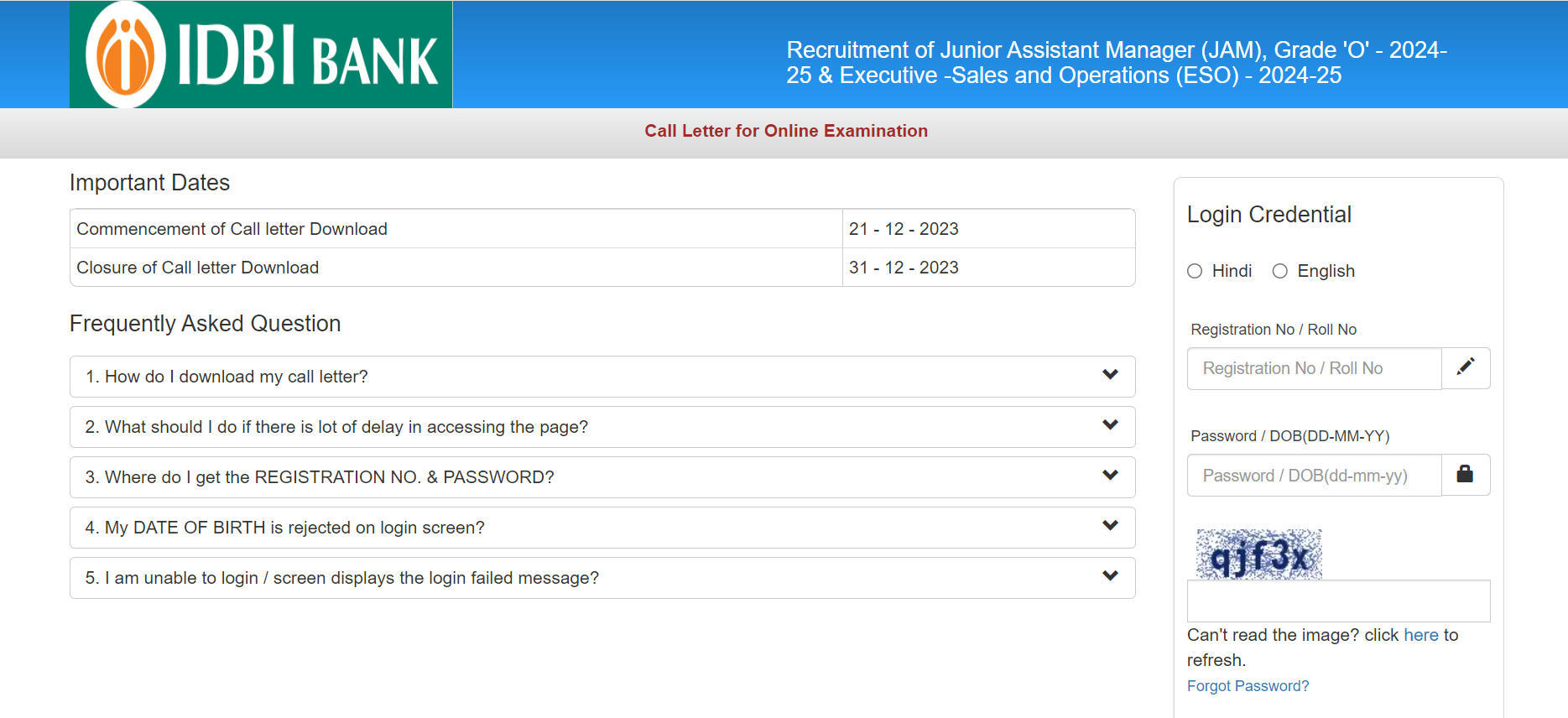 IDBI Junior Assistant Manager Admit Card 2023 Out, Download Call Letter_3.1