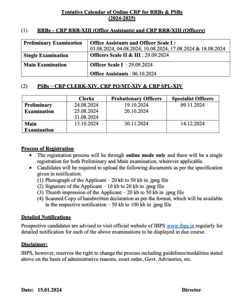 IBPS Calendar
