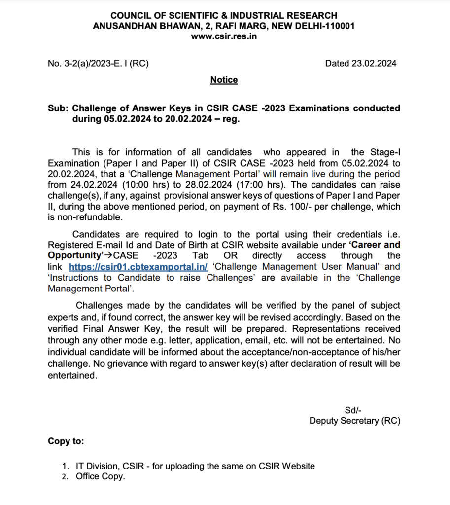 CSIR SO ASO Answer Key 2024 Out, Download Response Sheet PDF_3.1