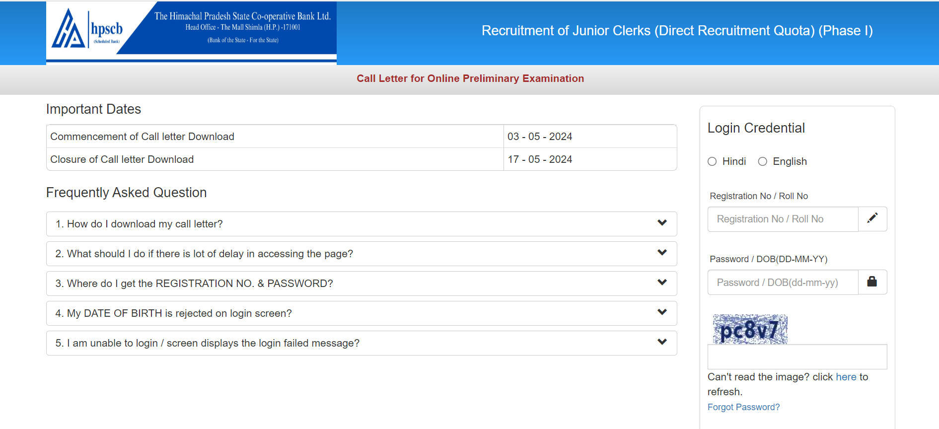 HPSCB Admit Card 2024 Out, Direct link to Download Junior Clerk Call letter_3.1