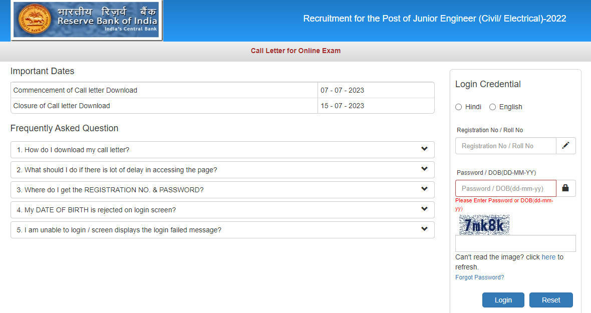 RBI JE Admit Card 2023 Out, Direct Download Link_5.1