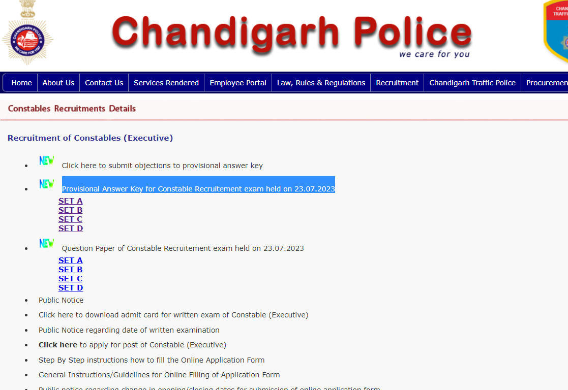 Chandigarh Police Constable Answer Key 2023 Out, Download PDF_4.1