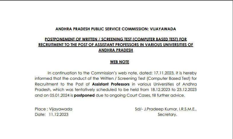 APPSC Assistant Professor Exam Date Postponed, New Exam Schedule Soon_3.1