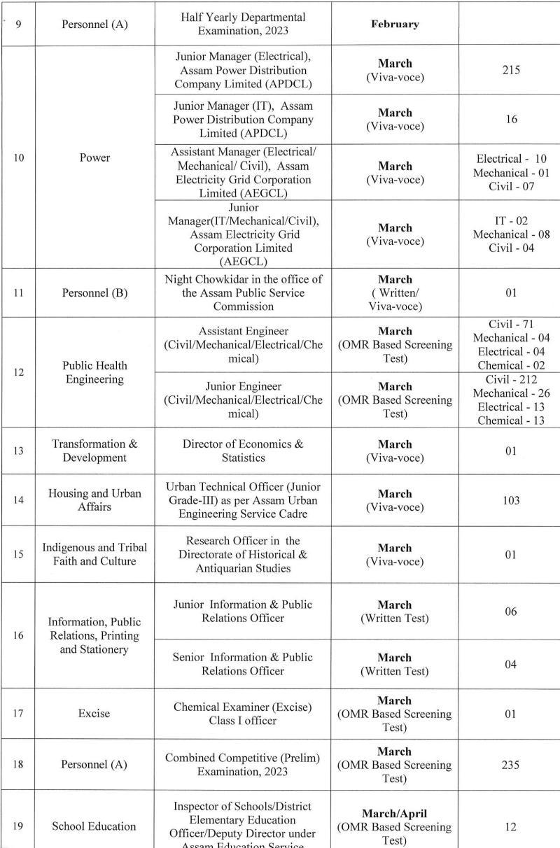 Assam PSC Exam Calendar 2024 Out, Annual Exam Schedule PDF_40.1