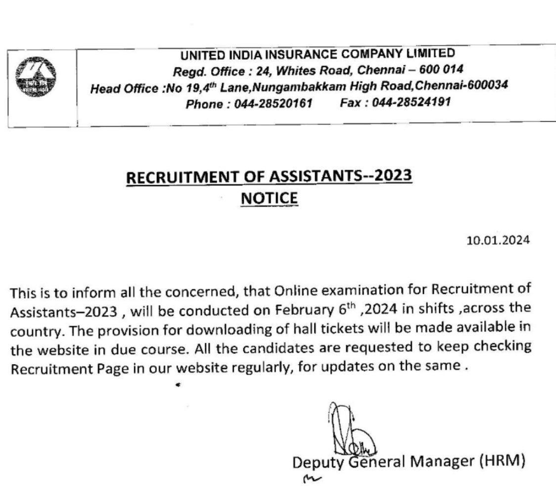 UIIC Assistant 2024 Exam Date and Call Letter Out for 300 Vacancies_30.1