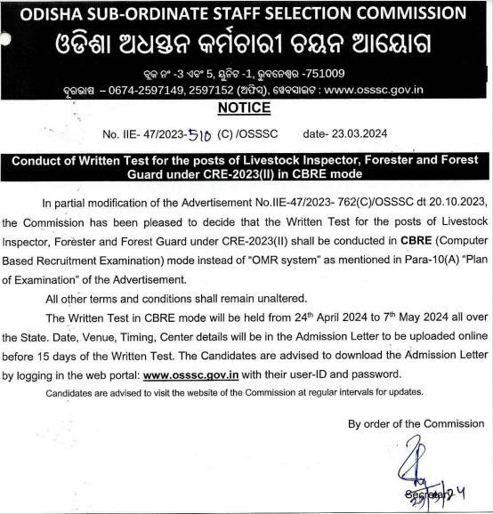 OSSSC Forest Guard Exam Date 2024 and Hall Ticket for 2712 Vacancies_3.1