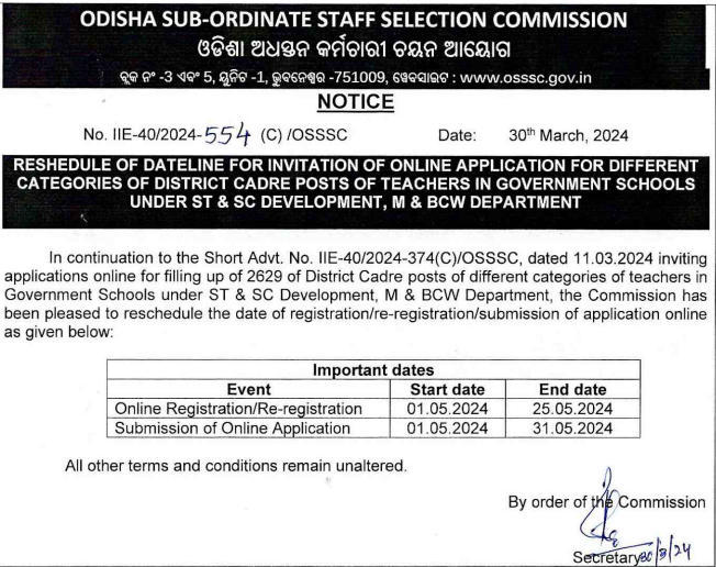 OSSSC Teacher Notification 2024 Out for 2629 TGT and Other Posts_3.1