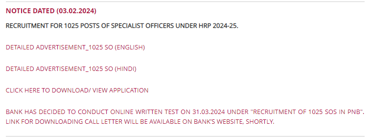 PNB SO Exam Date 2024 and Call Letter Out for 1025 Vacancies_3.1
