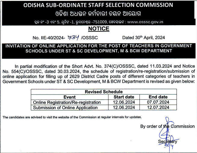 OSSSC Teacher Notification 2024 Out for 2629 TGT and Other Posts_3.1