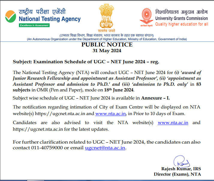 UGC NET 2024 Exam Date 