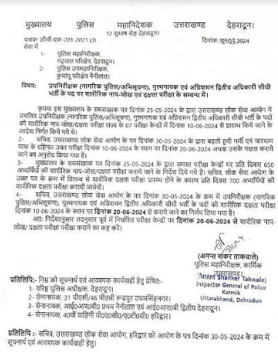 Uttarakhand Police SI Exam Date 2024 Out, Physical in June_3.1