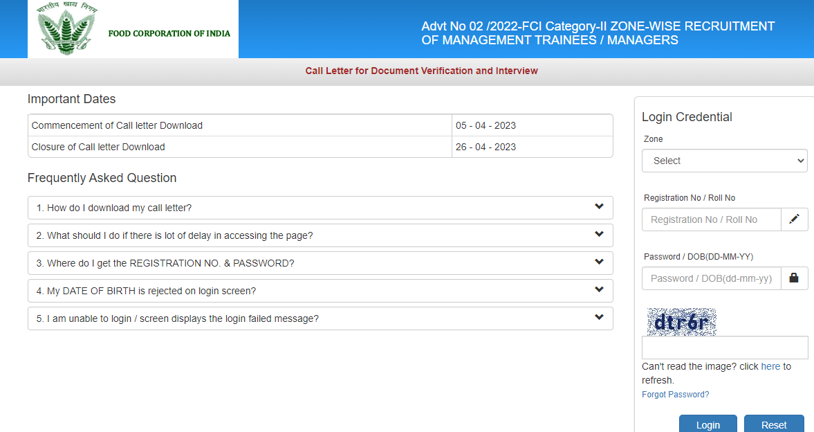 FCI Manager Admit Card 2023 Out, Direct Link_3.1