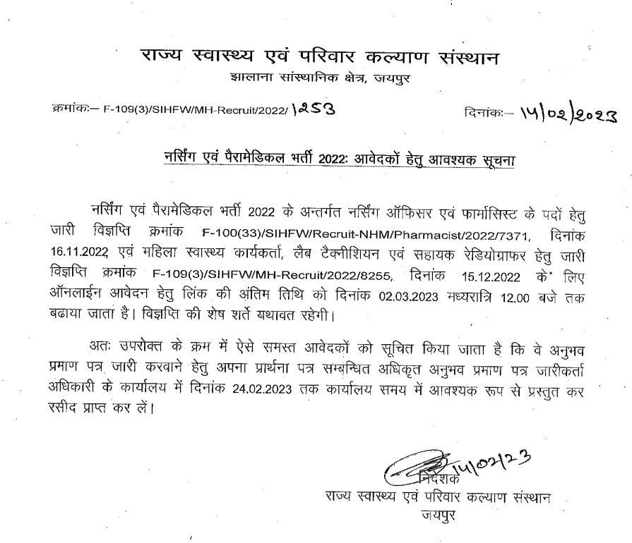 SIHFW Rajasthan Recruitment 2023, Last Date Extended for Nursing Officer, Pharmacists_3.1