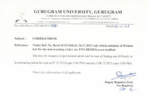Gurugram University Notice
