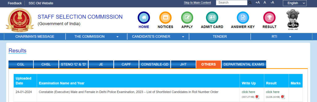 delhi police result