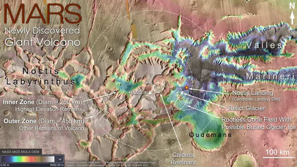 Il più grande vulcano mai trovato su Marte.