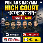PUNJAB & HARYANA HIGH COURT CLERK 2026 | POSTS - 1265 | BILINGUAL | ONLINE LIVE CLASSES BY ADDA 247