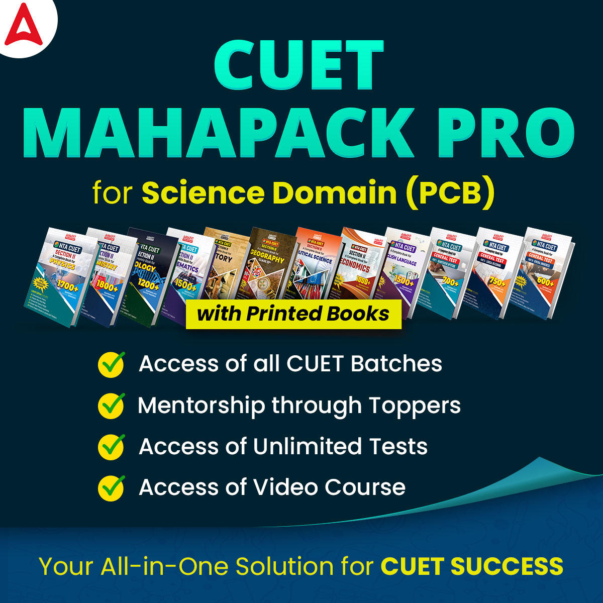 CUET MAHAPACK PRO for SCIENCE (PCB) | Online Live Classes with Printed Books by Adda247