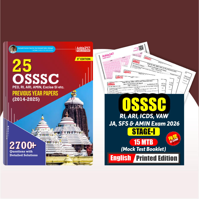 Combo Of 25 OSSSC PYP Book & OSSSC RI, ARI, ICDS, VAW, JA, SFS & AMIN Exam 2026 Stage-I | 15 Mock Test Booklet (MTB) | English Printed Edition