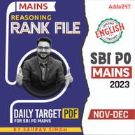 Reasoning Rank File (Nov-Dec 2023) for SBI PO Mains English Medium eBooks By Adda247